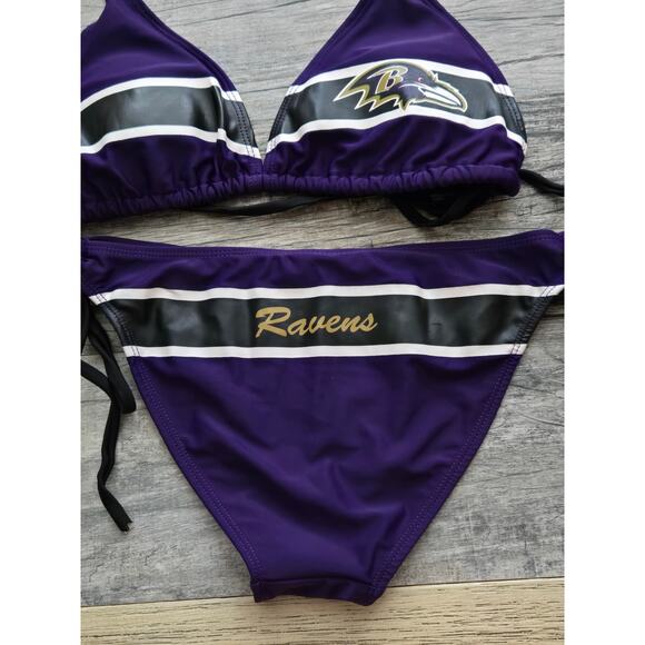 Cute Team Apparel Women's Baltimore Ravens 2 PC Bikini, Bathing Suit, Small/Med - Picture 4 of 7